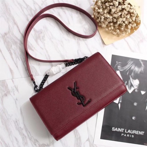 SAINT LAURENT Monogram Kate skórzana torba typu tote na ramię 26806 Burgendy