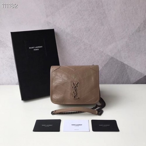 SAINT LAURENT Niki Mini skórzana torebka na ramię 03743 Kasztan