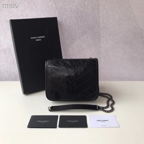 SAINT LAURENT Niki Mini skórzana torebka na ramię 03743 czarna