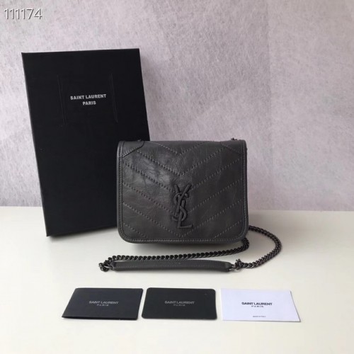 SAINT LAURENT Niki Mini skórzana torebka na ramię 03743 ciemnoszara