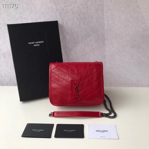 SAINT LAURENT Niki Mini skórzana torebka na ramię 03743 czerwona