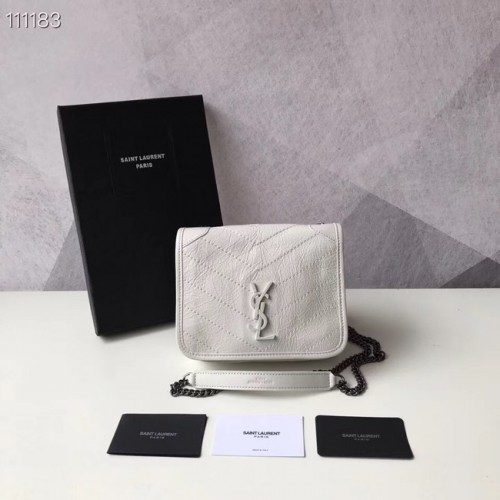 SAINT LAURENT Niki Mini skórzana torebka na ramię 03743 biała