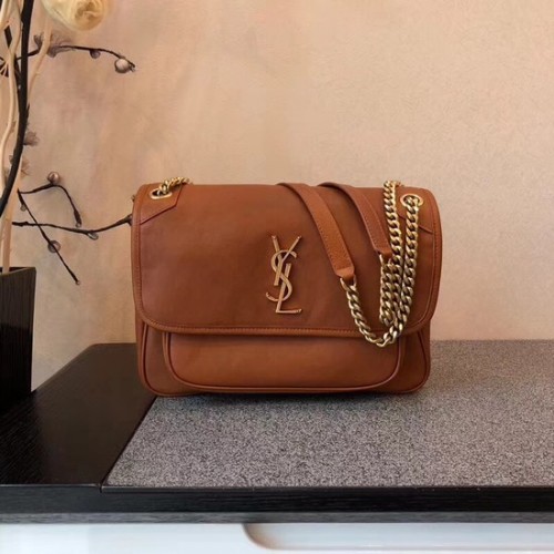 SAINT LAURENT Niki monogram średnia skórzana torba na ramię 504865 Camel