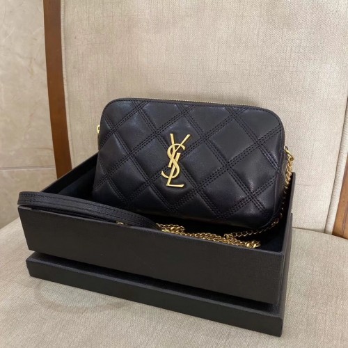 SAINT LAURENT Oryginalna skórzana torba na ramię Y565041 czarna