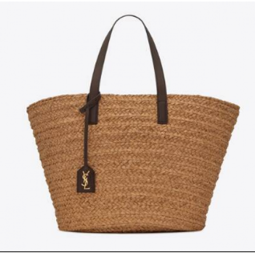 TOREBKA SAINT LAURENT PANIER ŚREDNIA Z RAFII 693242 KOŚĆ SŁONIOWA