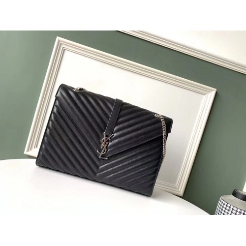 Torba na ramię SAINT LAURENT ze skóry 392745, czarno-srebrne okucia