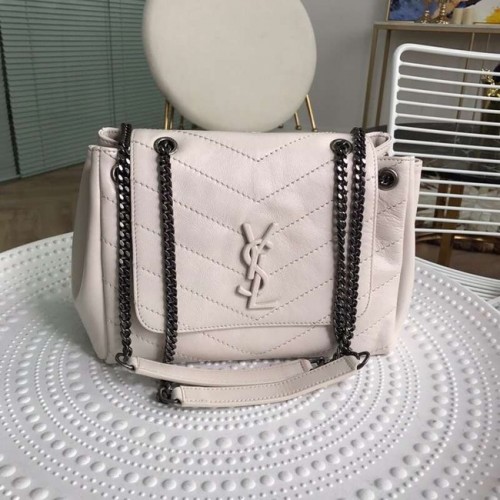 Torba na ramię ze skóry SAINT LAURENT Y554248 kremowa