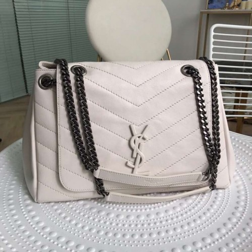 Torba na ramię SAINT LAURENT ze skóry Y554256 kremowa