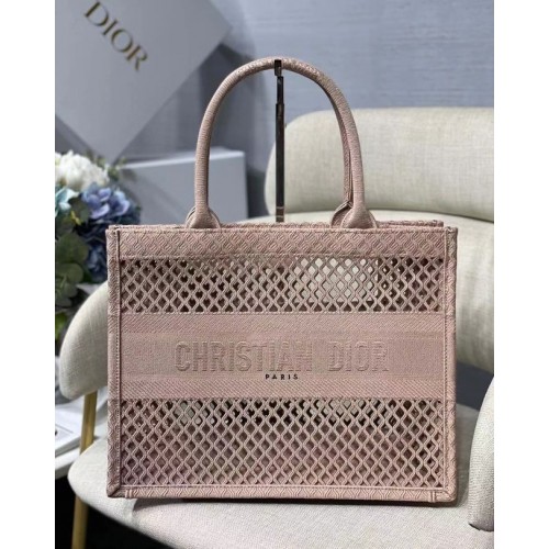 MAŁA TORBA DIOR BOOK TOTE z czarnej siateczki z haftem M1296Z