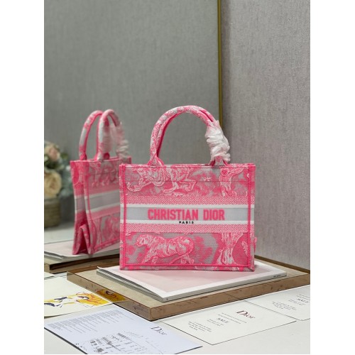 MAŁA TORBA DIOR BOOK TOTE różowa Toile de Jouy Reverse Embroidery M1265ZRGO