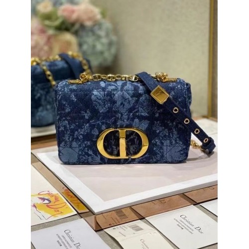 MAŁA TOREBKA DIOR CARO Blue Dior Flowers Cannage Denim M9243UJ