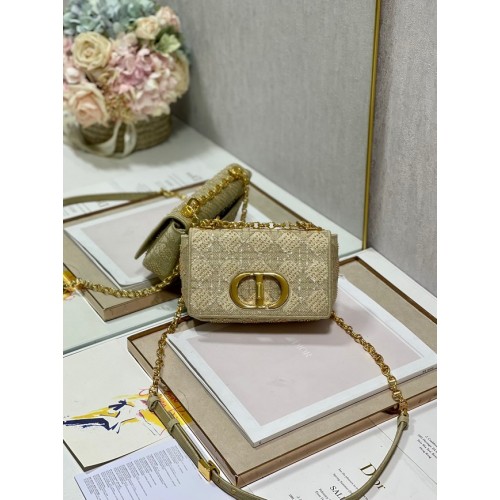 MAŁA TOREBKA DIOR CARO Brązowy Macrocannage Tweed Haft M9241