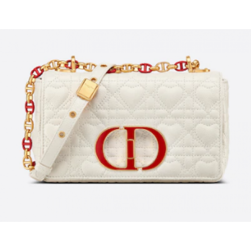 MAŁA TOREBKA DIORAMOUR DIOR CARO Latte Cannage Calfskin with Heart Motif M9241WN