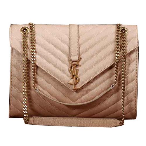 Klasyczna torba z klapką Saint Laurent z monogramem Cannage Y5480 Morela