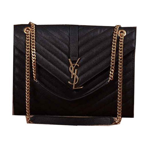 Torba z klapką Saint Laurent Classic Monogram Cannage Pattern Y5480 w kolorze czarnym
