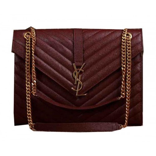 Klasyczna torba z klapką Saint Laurent z monogramem Cannage Y5480 Burgund