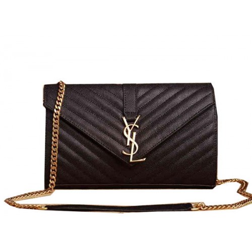Torba z klapką Saint Laurent Classic Monogram Cannage Pattern Y5482 w kolorze czarnym