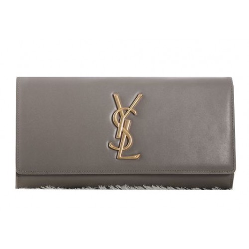 Klasyczna kopertówka Saint Laurent z monogramem, oryginalna skóra Y5486 khaki