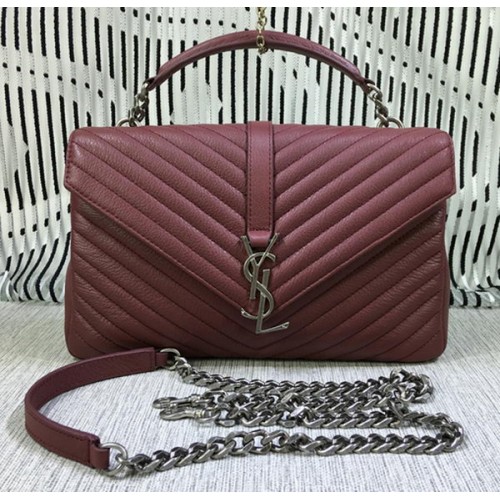 Torebka Saint Laurent Classic Monogramme z koziej skóry z klapką Y392737 Burgund
