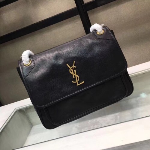 Duża torba na ramię Saint Laurent Niki z monogramem 2829, czarna