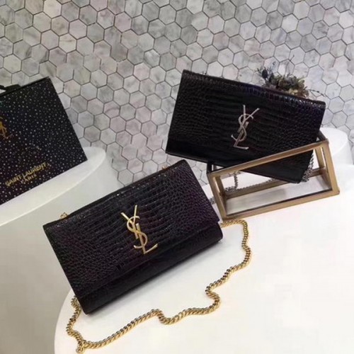 Torebka Saint Laurent mini Croco Leather Cross-body Shoulder Y2811 Czarna