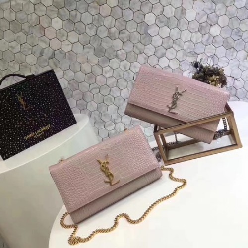 Torebka Saint Laurent mini Croco Leather Cross-body Shoulder Y2811 Pink
