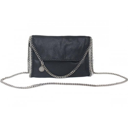 Stella McCartney Falabella Czarna torebka na ramię z PVC 875 Srebrna