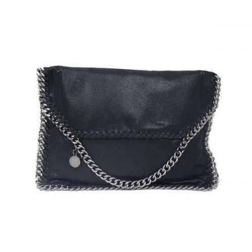 Stella McCartney Falabella Czarna torebka na ramię z PVC 876 Srebrna