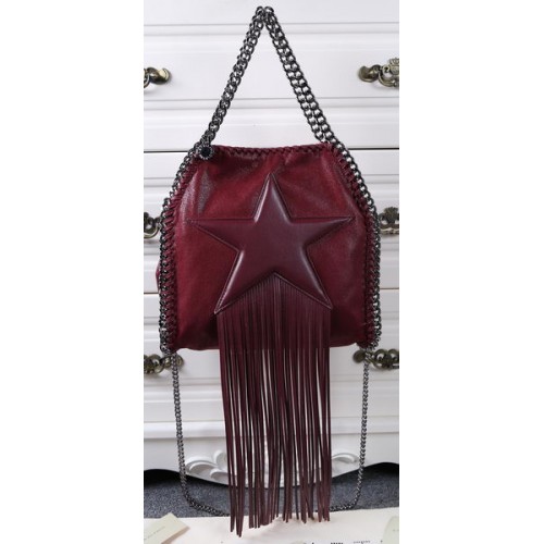 Stella McCartney Falabella Fringed Star Mini Tote Bag SM8865 Burgundy