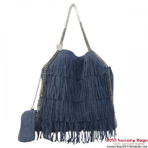 Torba typu tote Stella McCartney Falabella Shaggy Tassels Fold Over w kolorze niebieskim