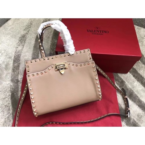 VALENTINO Candy Rockstud pikowana skórzana torba na ramię 0650 morelowa