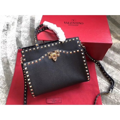 VALENTINO Candy Rockstud pikowana skórzana torba na ramię 0650 czarna