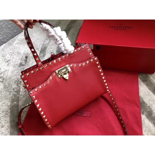 VALENTINO Candy Rockstud pikowana skórzana torba na ramię 0650 czerwona