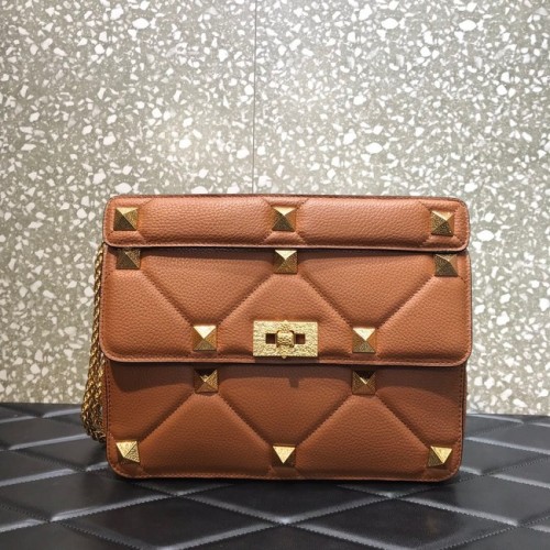 VALENTINO GARAVANI Torba na ramię z licowej skóry cielęcej 2B0I60 brązowa