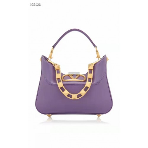 VALENTINO GARAVANI Torebka ze skóry cielęcej Crazy Calf Leather V2028 Purple