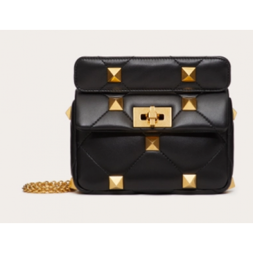 VALENTINO GARAVANI ROMAN STUD Mała torebka z owczej skóry 1W2B0L04 czarna