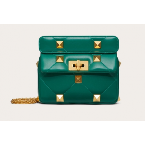 VALENTINO GARAVANI ROMAN STUD Mała torebka z owczej skóry 1W2B0L04 zielona