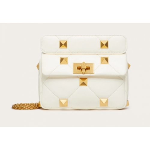 VALENTINO GARAVANI ROMAN STUD Mała torebka z owczej skóry 1W2B0L04 biała