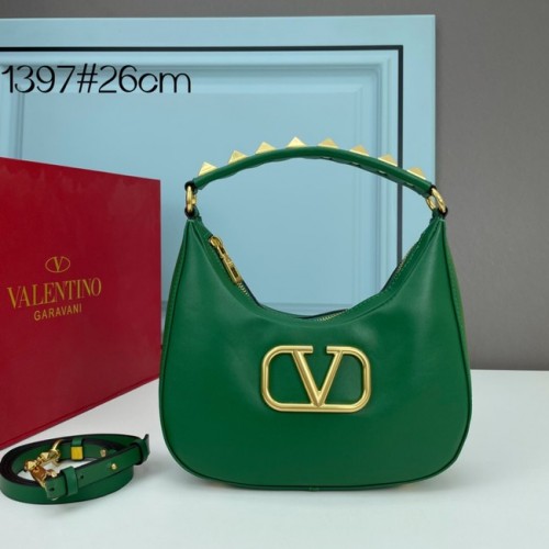 VALENTINO GARAVANI STUD SIGN Torba typu hobo ze skóry cielęcej 1W2B0K69 zielona