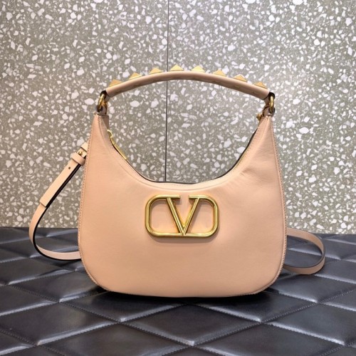 VALENTINO GARAVANI STUD SIGN Torba typu hobo ze skóry cielęcej 1W2B0K69 różowa