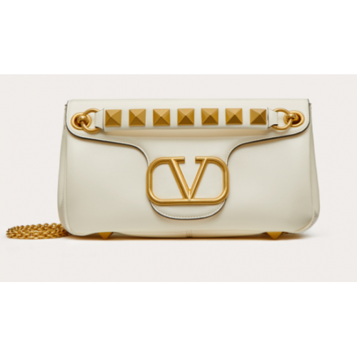 VALENTINO GARAVANI Stud Sign nappa Shoulder Bag NL098 white