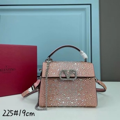 VALENTINO GARAVANI WASHING Błyszcząca diamentowa mini torba typu tote XW2B1G9 różowo-srebrny metal