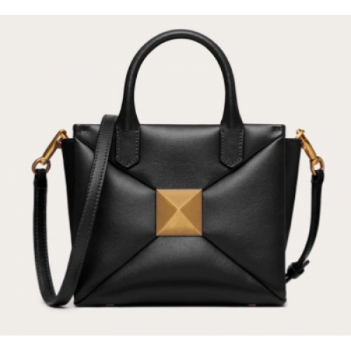 VALENTINO GARAVANI mała torba typu tote z owczej skóry z jednym ćwiekiem XW0B0K59 czarna