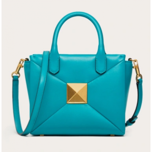 VALENTINO GARAVANI mała torba typu tote z owczej skóry z jednym ćwiekiem XW0B0K59 niebieska