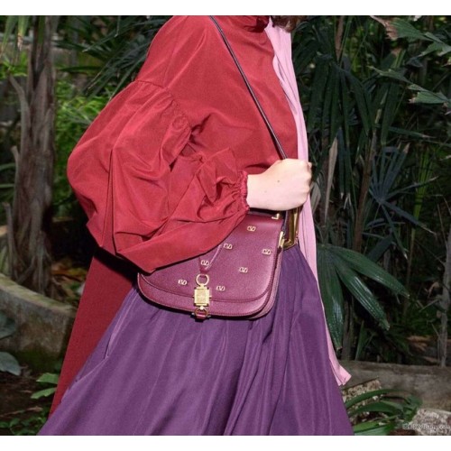 VALENTINO Oryginalna skórzana torba na ramię 0708 Burgundy