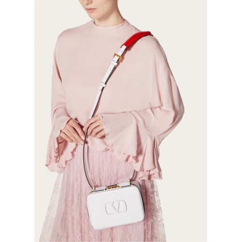 VALENTINO Oryginalna skórzana torba na ramię V0020 biała