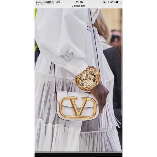 VALENTINO Oryginalna skórzana torba na ramię V0032 biała