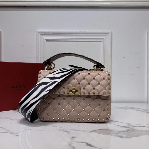 VALENTINO Oryginalna skórzana torba na ramię V0122H różowa