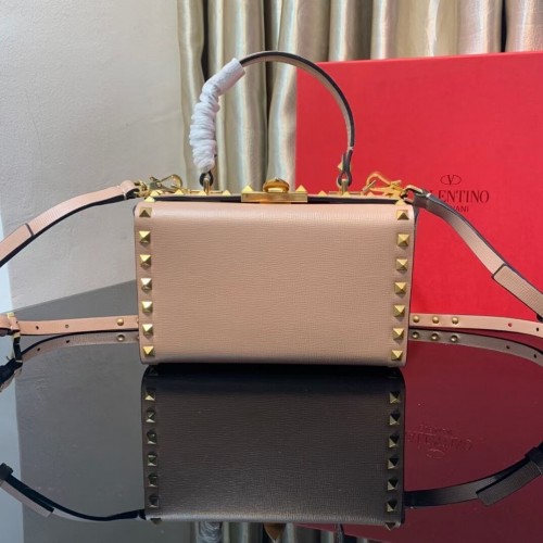 VALENTINO Oryginalna skórzana torba na ramię V4273 różowa