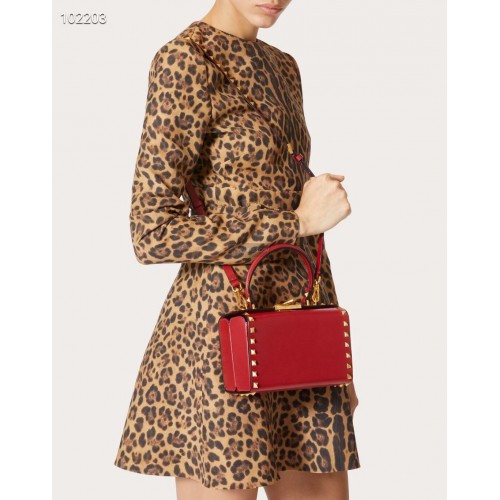 VALENTINO Oryginalna skórzana torba na ramię V4273 czerwona